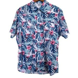IZOD Saltwater Men’s Sz L Short Sleeve Vented Back Tropical Shirt